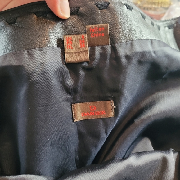 Vintage Y2K Danier black leather and suede asymmetrical midi skirt size 2 - Picture 12 of 15